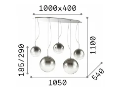 Ideal Lux Mapa - 1 lámpara colgante de techo de globo con pantalla de cromo
