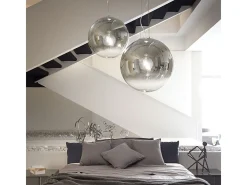 Ideal Lux Mapa - 1 lámpara colgante de techo de globo con pantalla de cromo