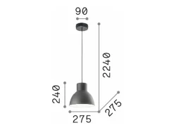 Ideal Lux Metro - 1 lámpara colgante de techo tipo domo negro, E27