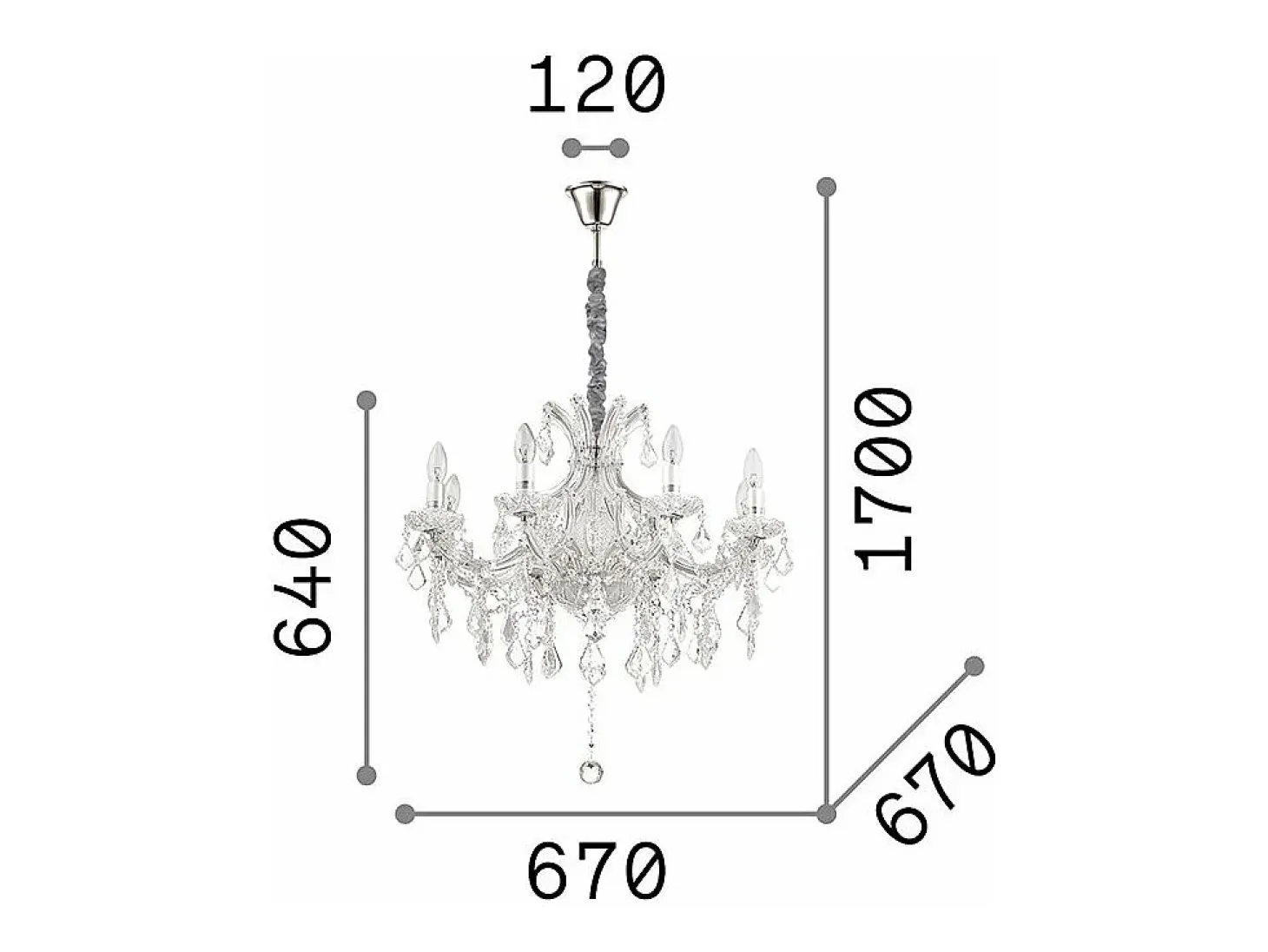 Ideal Lux Napoleon - Lámpara colgante de 8 luces Cromado