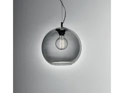 Ideal Lux Nemo - Lámpara colgante de techo tipo cúpula pequeña con 1 luz gris, ahumado, E27