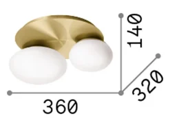 Ideal Lux NINFEA Plafón de techo 2 luces redondo DecoratiGlass latón