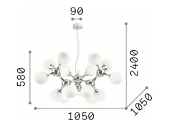 Ideal Lux NODI - Lámpara colgante de techo Mutli Arm para interior, 15 luces, latón satinado, E14