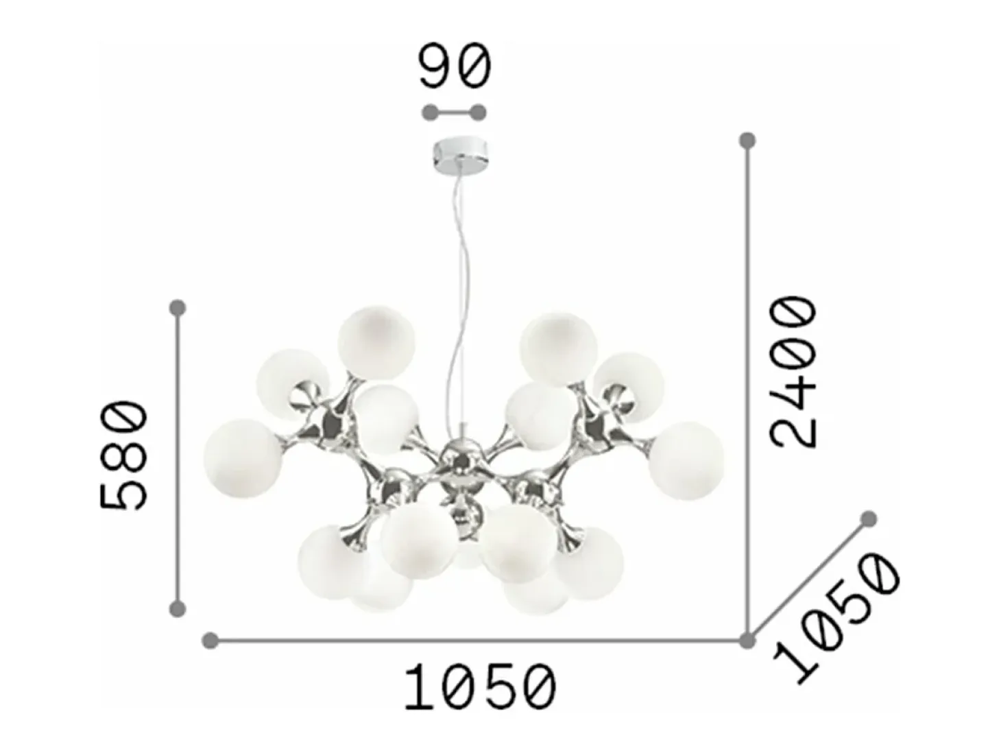 Ideal Lux NODI - Lámpara colgante de techo Mutli Arm para interior, 15 luces, latón satinado, E14