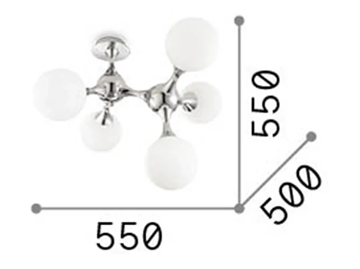 Ideal Lux Nodi Bianco - 5 Light Molecular Plafón de techo, cromo, E14