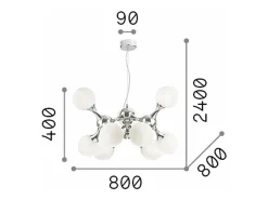 Ideal Lux Nodi Bianco - Lámpara colgante de techo molecular pequeña de 9 luces, cromada, E14