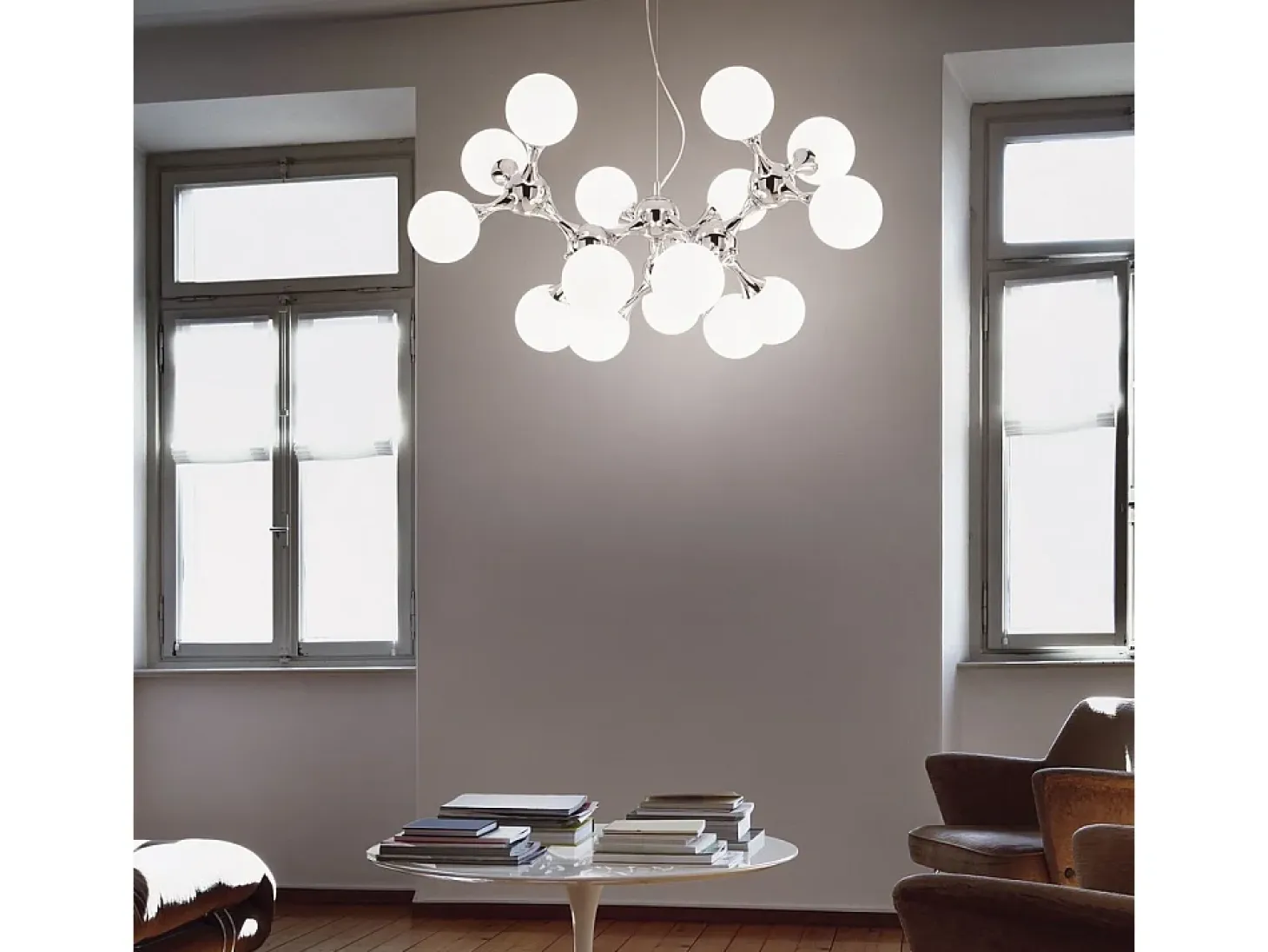 Ideal Lux Nodi Bianco - Lámpara colgante de techo molecular grande con 15 luces, cromada, E14