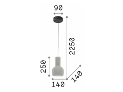 Ideal Lux Oil - 1 lámpara colgante de techo gris cemento, E27