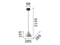 Ideal Lux Oil - 1 lámpara colgante de techo tipo domo gris cemento, E27