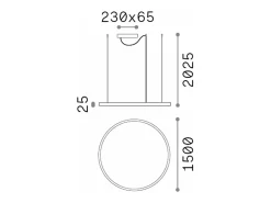 Ideal Lux ORACLE Ring Integrado Led Colgante Plafón Negro 150cm 3000K