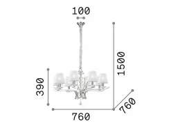 Ideal Lux Pegaso - Lámpara colgante de 8 brazos con varios brazos, latón satinado