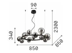 Ideal Lux PERLAGE Lámpara de techo colgante globo redondo 14 luces negro