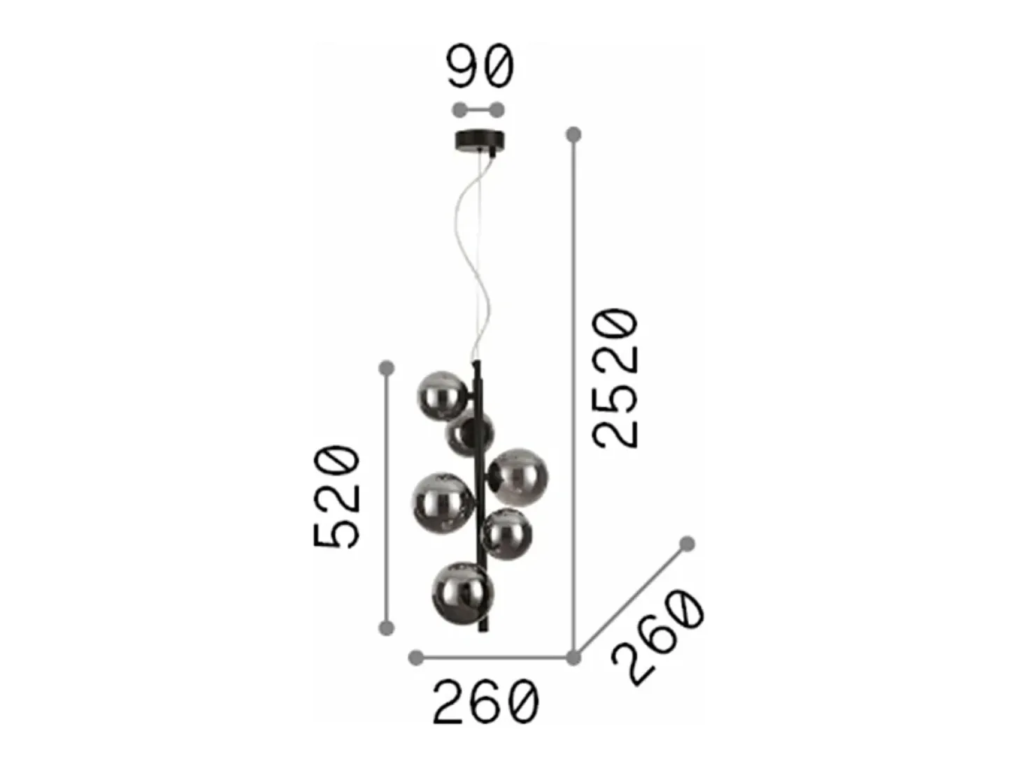 Ideal Lux PERLAGE Plafón colgante globo 6 luces latón