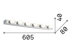 Ideal Lux Prive' - Aplique de pared con espejo mediano para interiores, 6 luces, cromo, E14