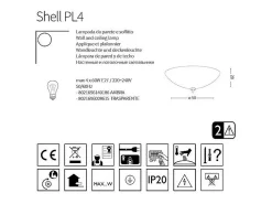 Ideal Lux Shell - Lámpara de techo / pared empotrada para interiores de 4 luces Dorada con vidrio ámbar, E27