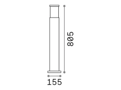 Ideal Lux Tronco - 1 Bolardo alto de exterior ligero Antracita IP44, E27