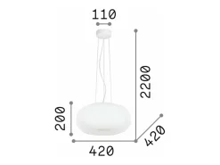 Ideal Lux Ulisse - Lámpara colgante de techo con 3 luces, pequeña esfera blanca, E27