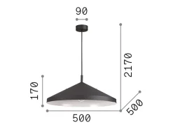 Ideal Lux YURTA Plafón Colgante Dome Negro 50cm