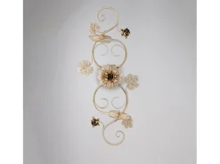 Iris - Lámpara de techo en hierro lacado marfil con decoración. Lámpara de techo dorada antigua de 2 luces - Ø74 x 37 - BL169-PL2-AV