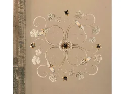Iris - Lámpara de techo en hierro lacado marfil con decoración. Oro antiguo 4 luces H.17 - Ø76 - BL169-PL4-AV