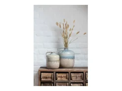 Jarra de cerámica beige con asa 16x21x21 cm