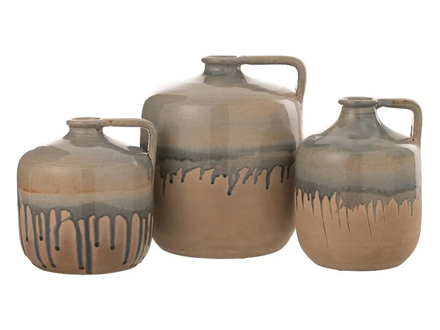 Jarra de cerámica beige con asa 16x21x21 cm