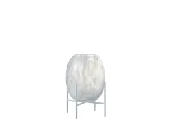 Jarrón + pie de lunares cristal transparente/blanco Alt. 23 cm