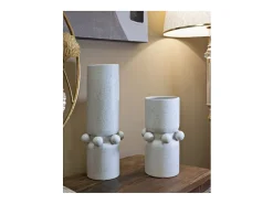 Jarrón bola de cerámica blanca 15,5x41 cm