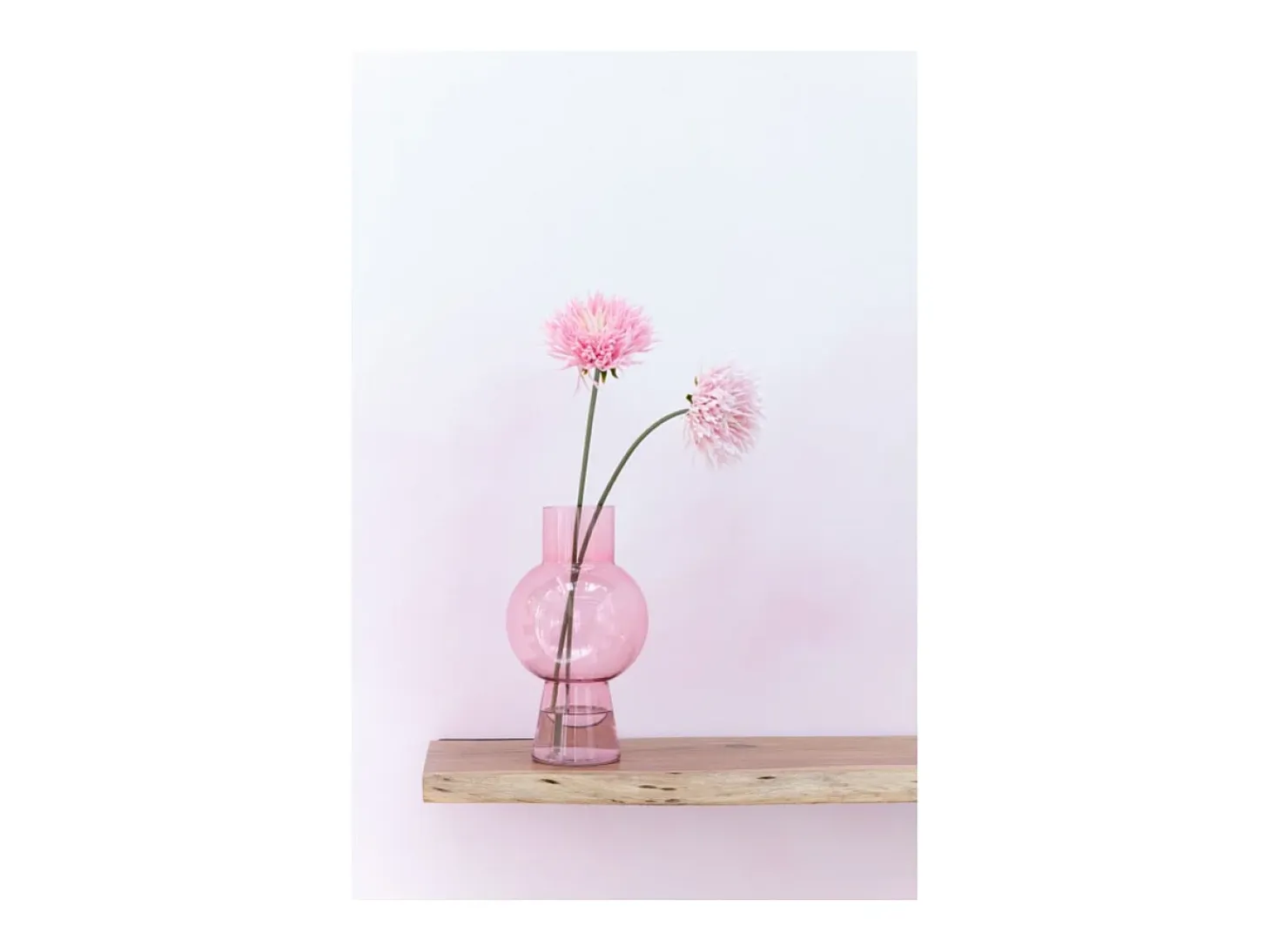 Jarrón bola de vidrio rosa 17.5x17.5x31 cm