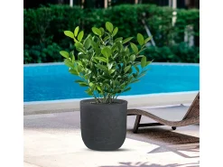 Jarrón cilíndrico de resina Raffaello Grigio de 35x34 cm para plantas de interior y exterior
