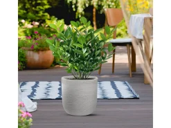 Jarrón cilíndrico de resina Raffaello Beige 35x34cm para plantas de interior y exterior