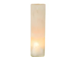 Jarrón cilíndrico de vidrio beige 11x11x41 cm