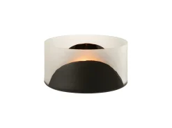 Jarrón circulo plano cristal negro transparente Alt. 13 cm