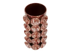 Jarrón con forma de concha de metal marrón, 12,5 x 12,5 x 24 cm