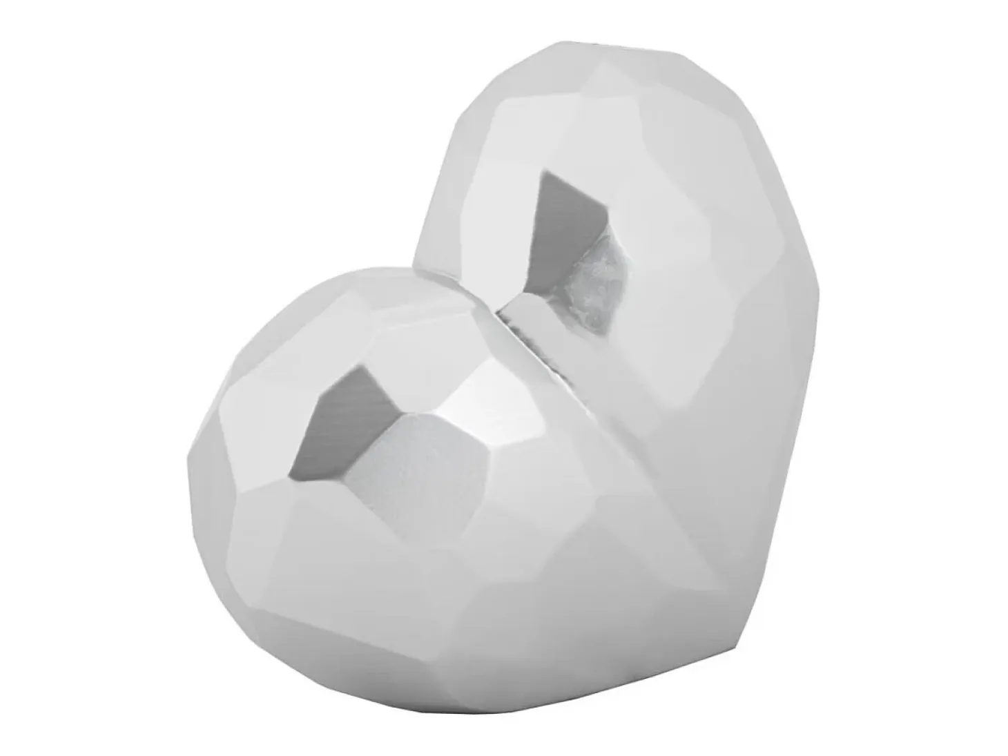 Jarrón corazón de resina plateada 19x9x18 cm