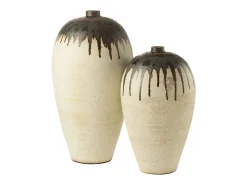 Jarrón de cerámica beige 38x38x72 cm