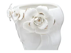 Jarrón de cerámica blanca con cara de mujer 14,8x13x29 cm