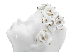 Jarrón de cerámica blanca con cara de mujer 10x14x26 cm