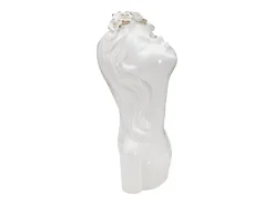 Jarrón de cerámica blanca con cara de mujer 10x14x26 cm
