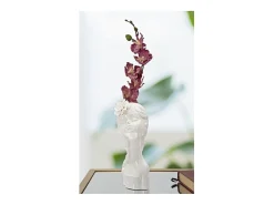 Jarrón de cerámica blanca con cara de mujer 10,5x10x24,7 cm
