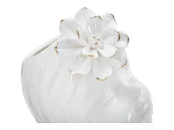 Jarrón de cerámica blanca con cara de mujer 10,5x10x24,7 cm