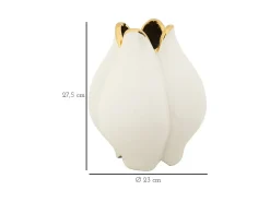 Jarrón de cerámica blanco con borde dorado Bud