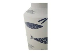 Jarrón de cerámica blanco con forma de pez 14x34 cm