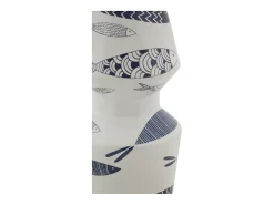Jarrón de cerámica blanco con forma de pez 14x34 cm