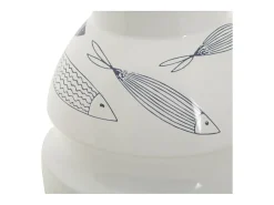 Jarrón de cerámica blanco con forma de pez 15x24 cm