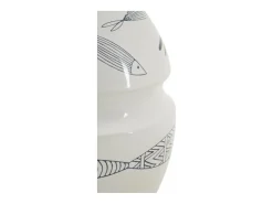 Jarrón de cerámica blanco con forma de pez 15x24 cm