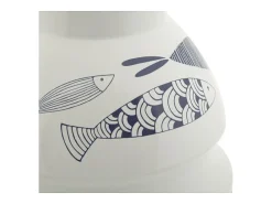 Jarrón de cerámica blanco con forma de pez 21x31 cm