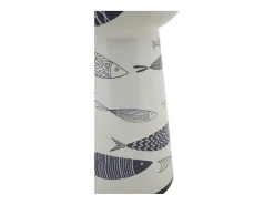 Jarrón de cerámica blanco con forma de pez 14x38,5 cm