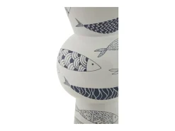 Jarrón de cerámica blanco con forma de pez 14x38,5 cm
