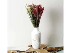 Jarrón de Cerámica Poesía Formal Asimétrico 29 cm Blanco, Decoración Elegante y Práctica